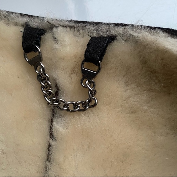 TERILEATHER Women’s Gorgeous Shearling Sheepskin Coat  Colarless Brown Suede S - Picture 5 of 11